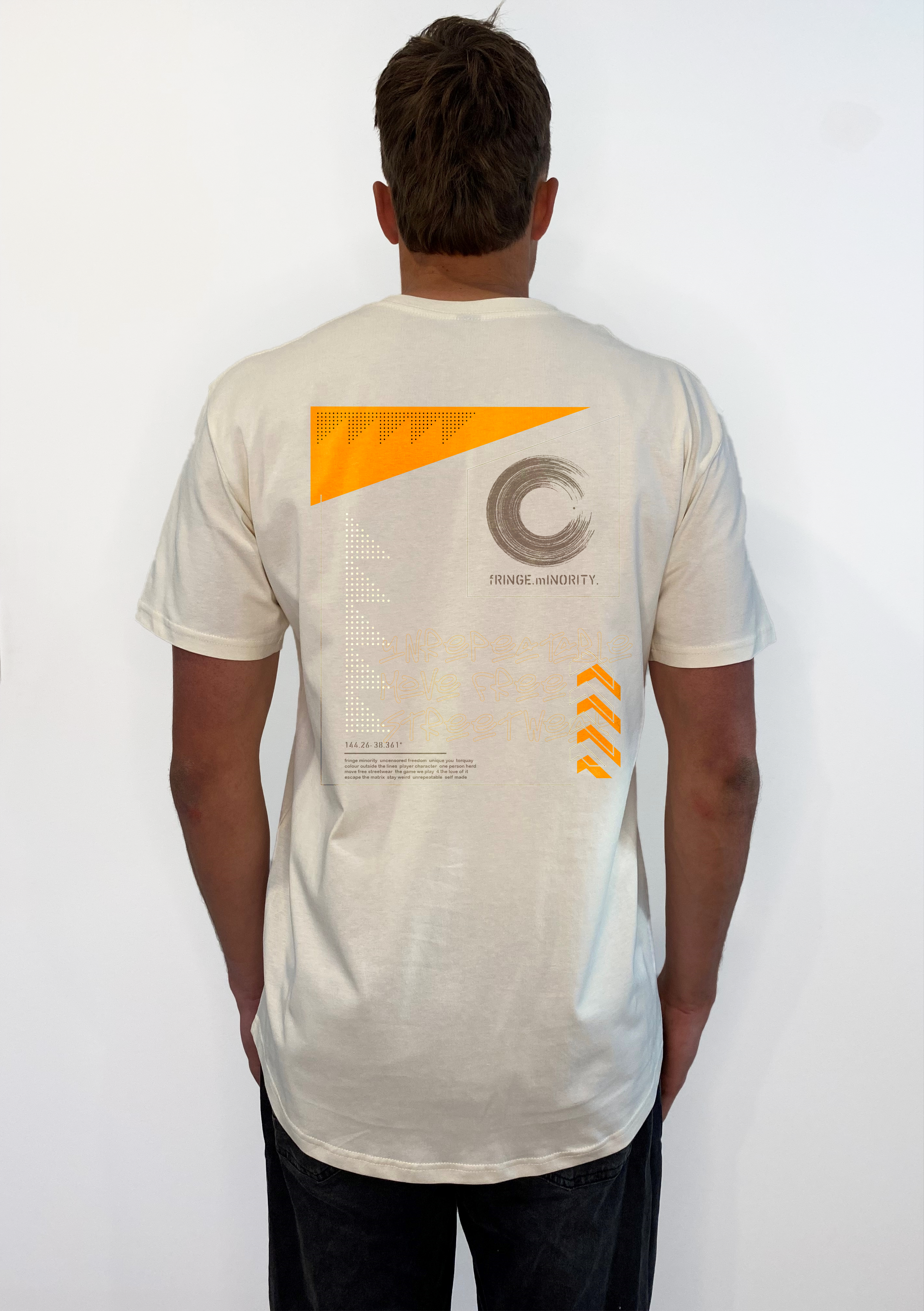 Ecru Curved Tee Unrepeatable Orange