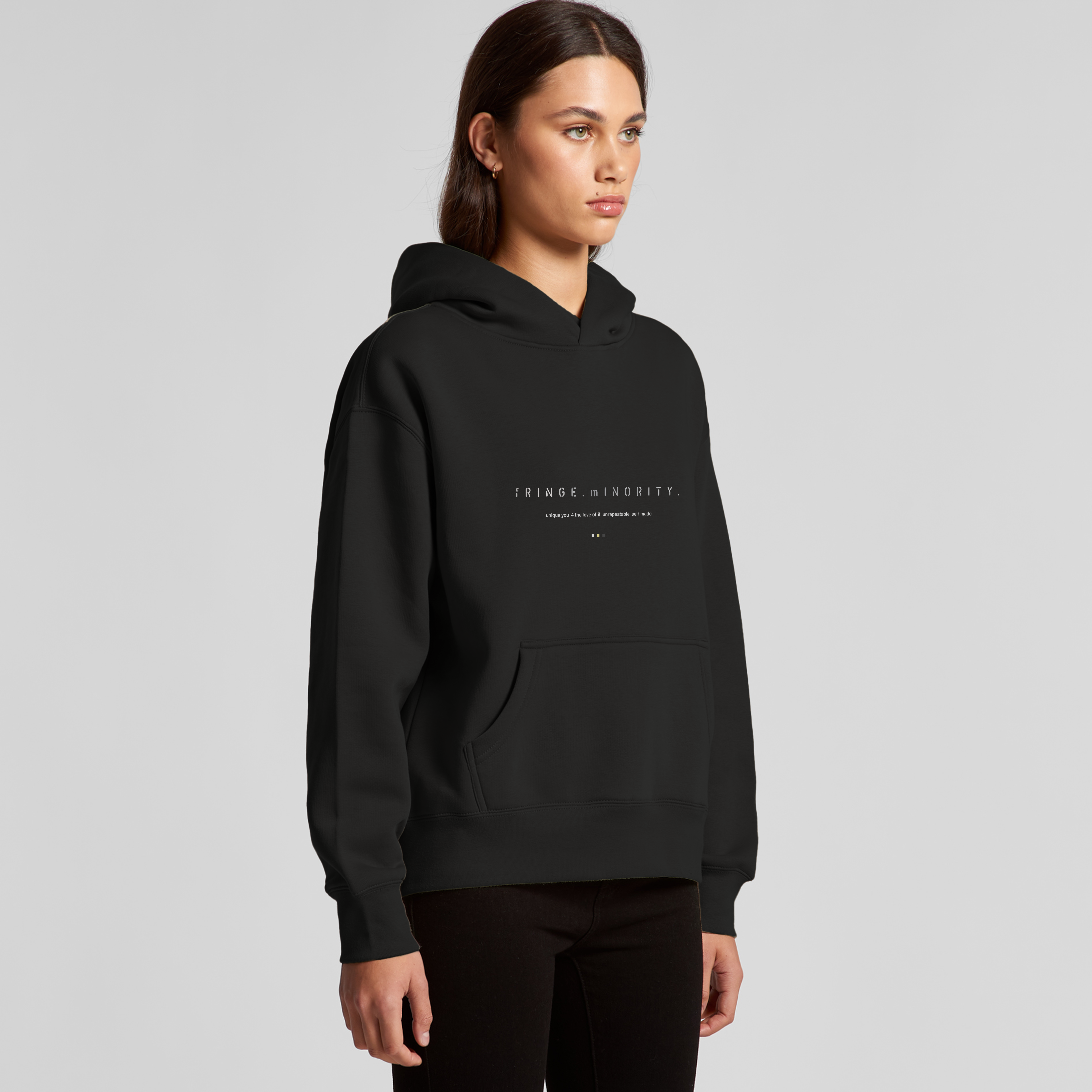 Black Relaxed Hoodie Silver Lines