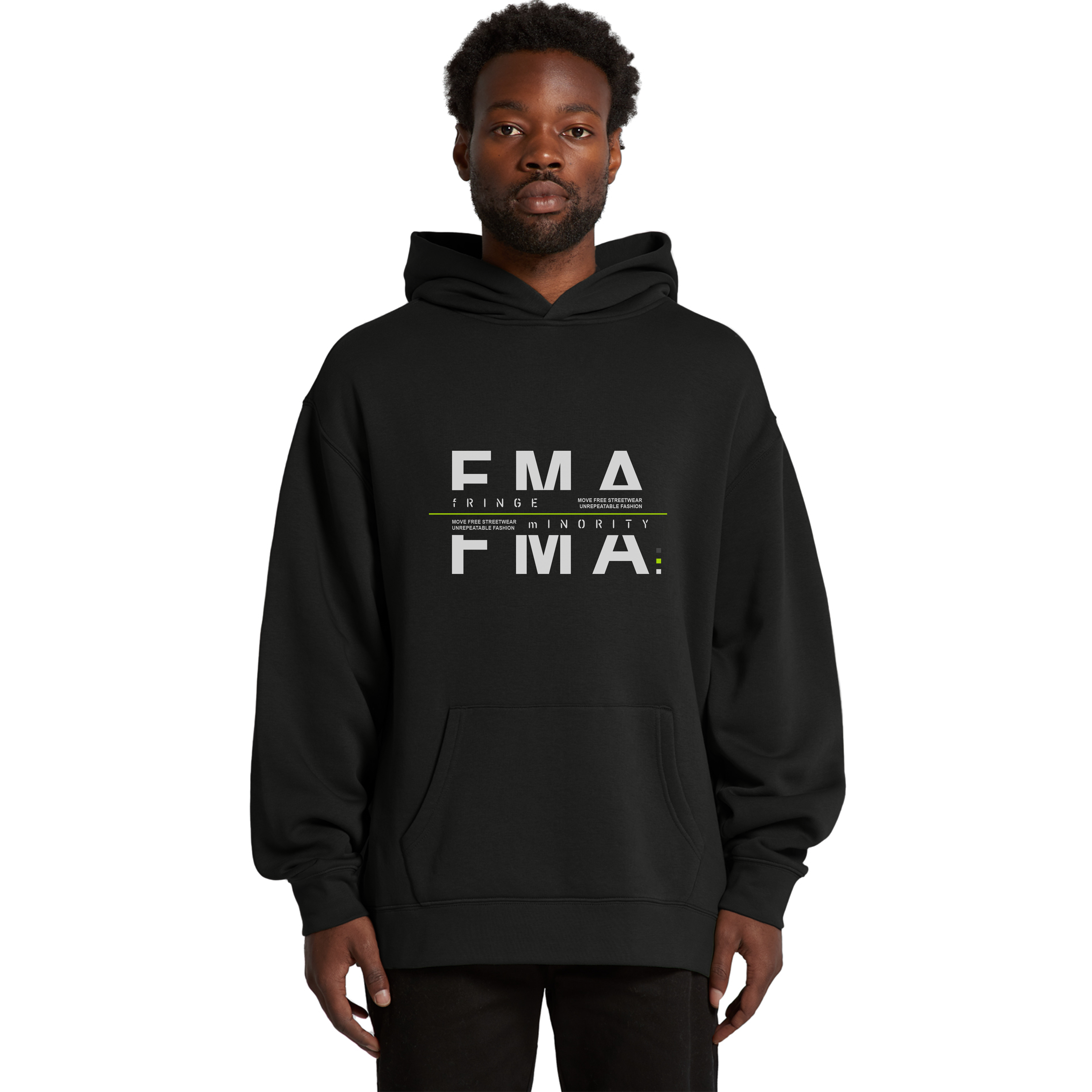 Black Relaxed Hoodie FMA Green