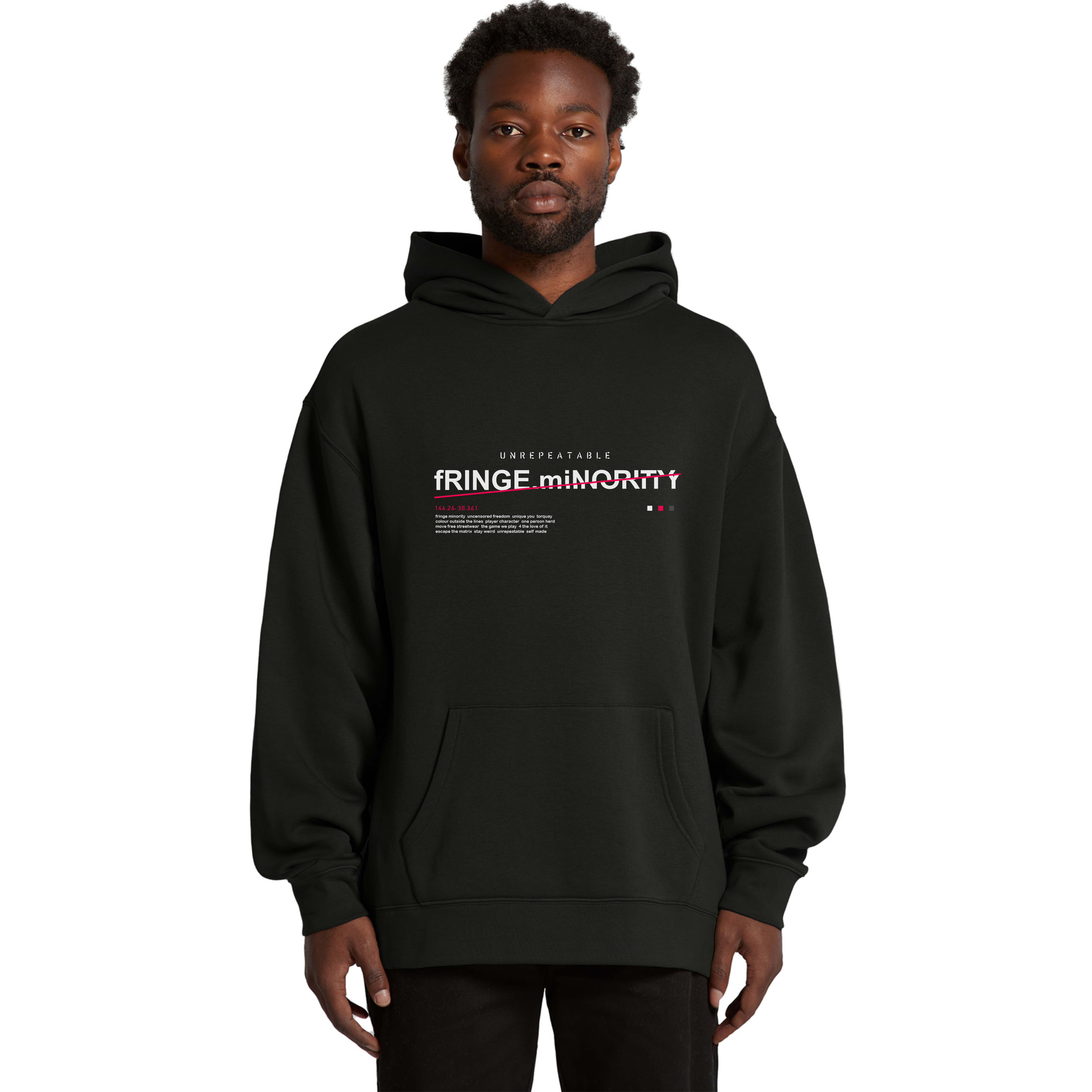 Black Relaxed Hoodie Unrepeatable Pink