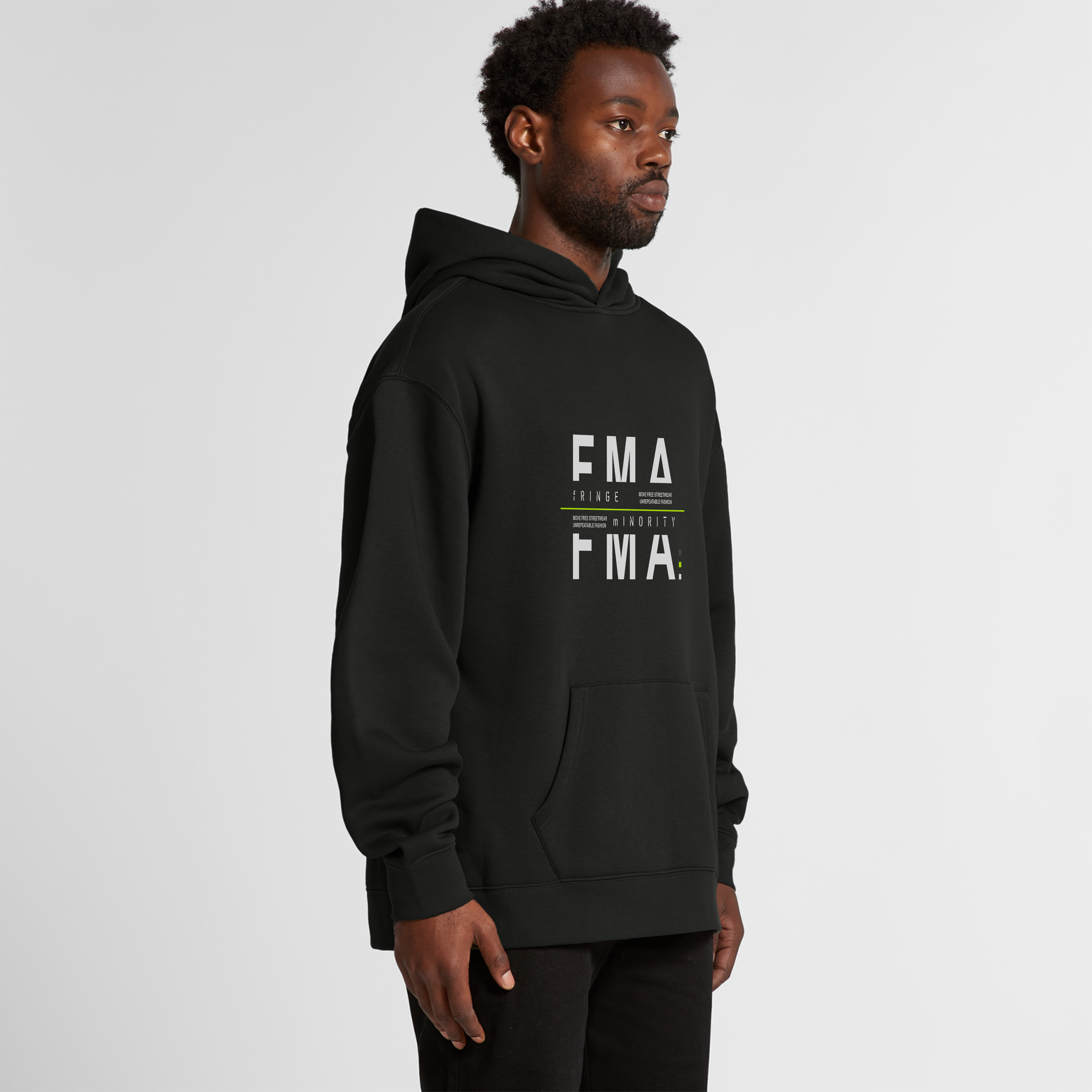 Black Relaxed Hoodie FMA Green