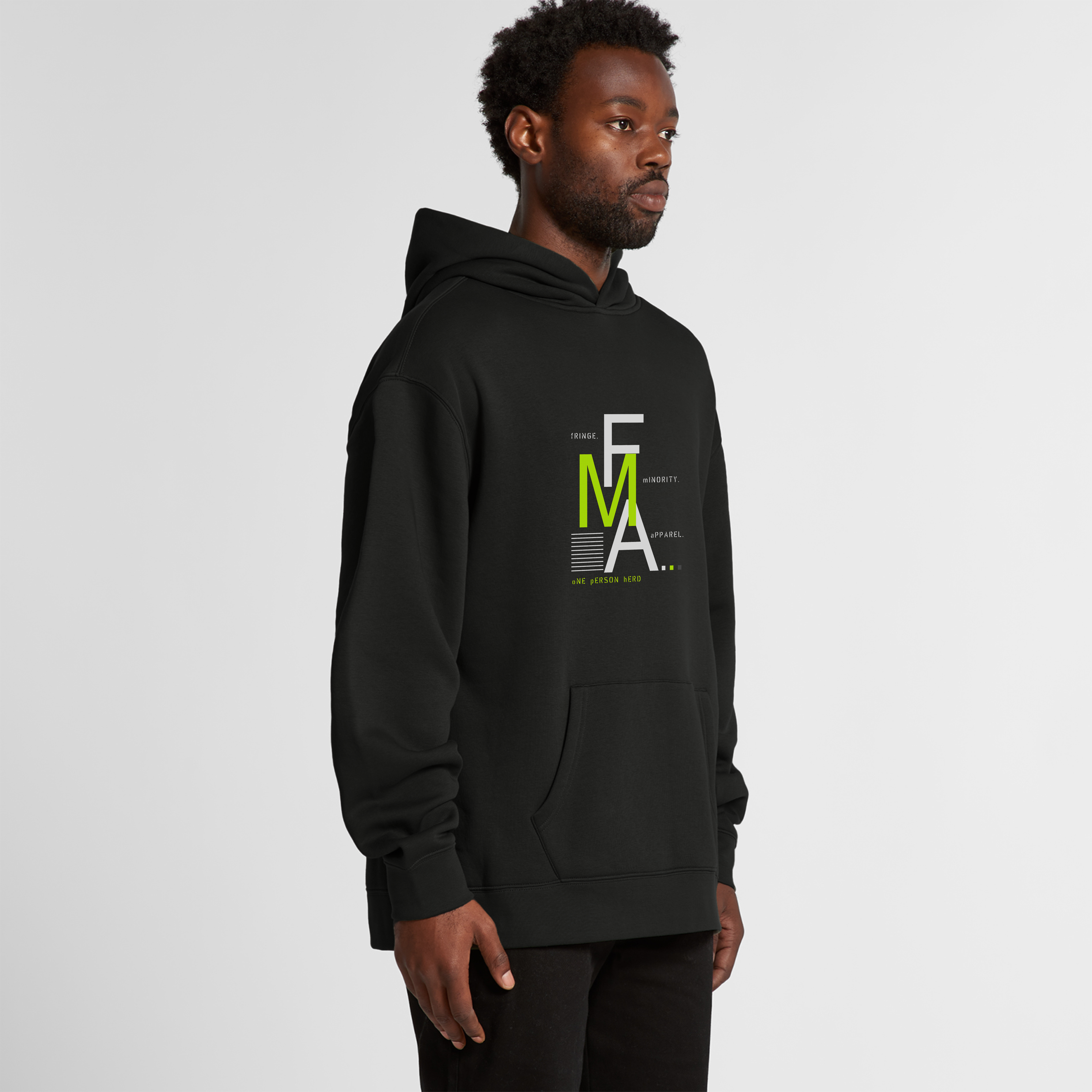 Black Relaxed Hoodie One Person Herd